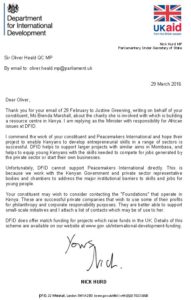 Nick Hurd letter